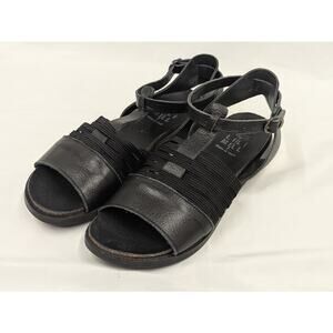 Lili Mill Made In Italy Womens Sandals Leather Ankle Strap Buckle Black EU39/US8